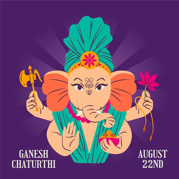 Vettore ganesh chaturthi disegnati a mano