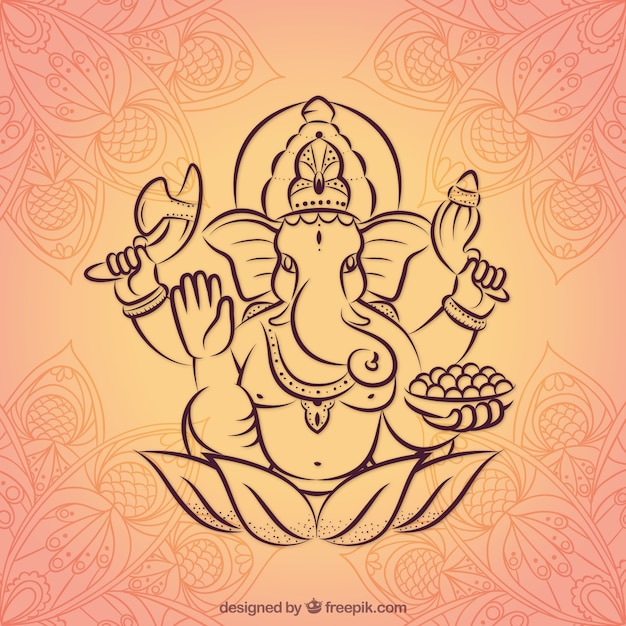 Disegnata a mano sfondo ganesha