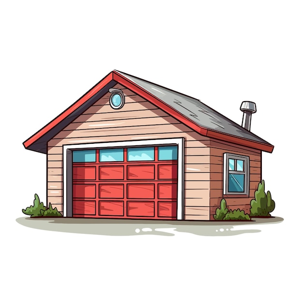 Vector hand drawn garage cartoon vector illustration clipart white background