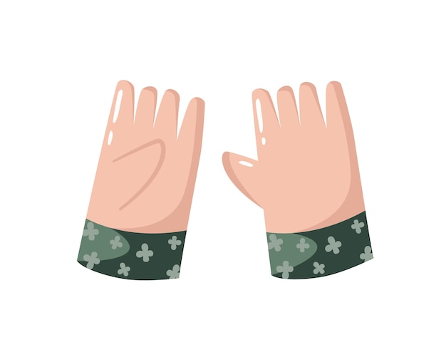 Hand drawn garden gloves. accessory for gardening, cartoon design element. 
flat vector illustration