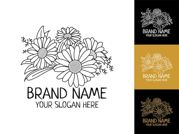 Vector hand drawn garden logo design