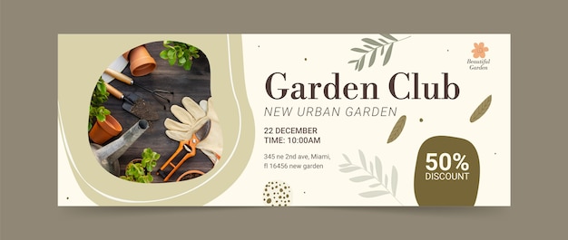 hand drawn gardening club facebook cover