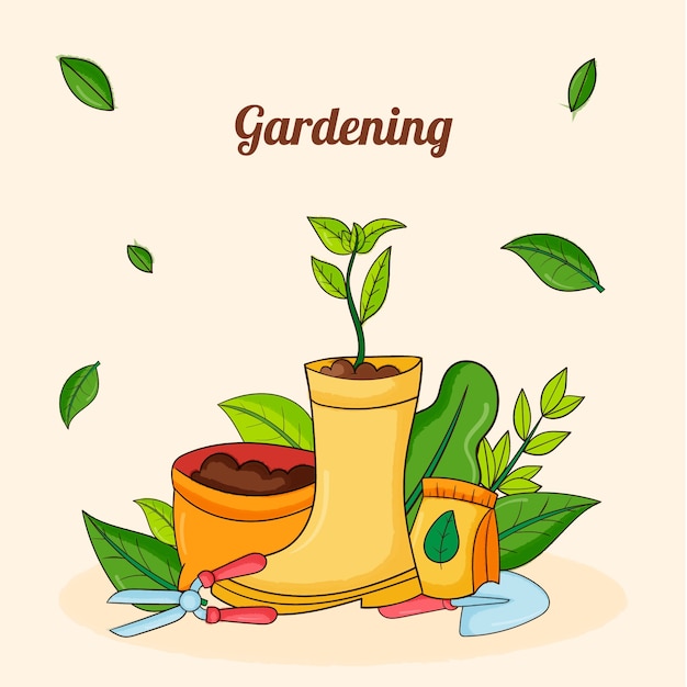 Illustrazione di giardinaggio disegnata a mano