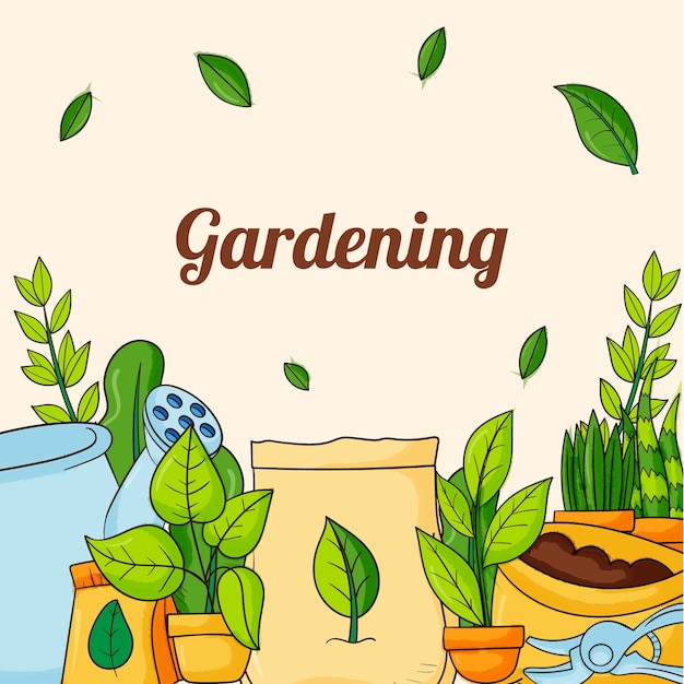 Vector hand drawn gardening illustration