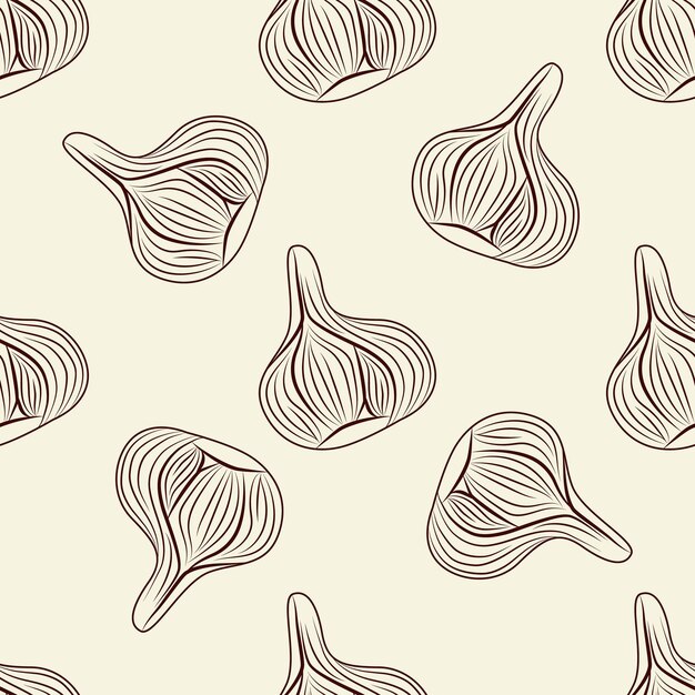 Vector hand drawn garlic seamless pattern. bulb of garlic wallpaper. engraving vintage style. vector illustration