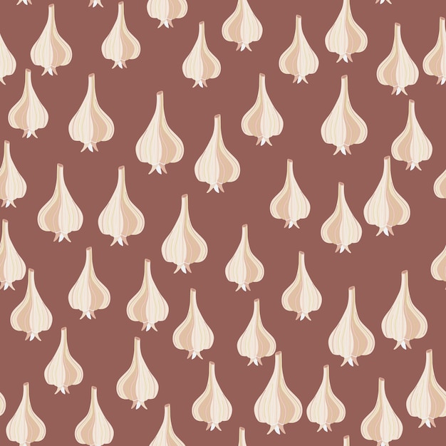 Vector hand drawn garlic seamless pattern doodle bulb of garlic endless wallpaper