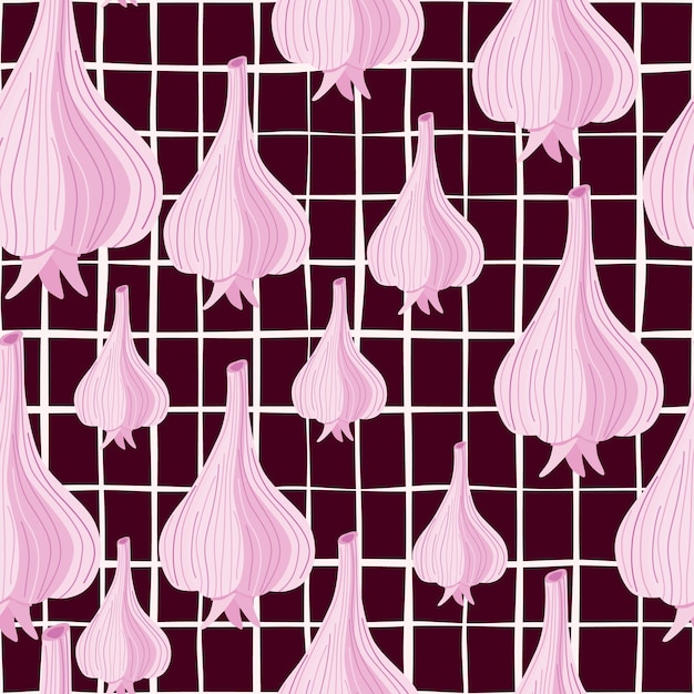 Hand drawn garlic seamless pattern Doodle bulb of garlic endless wallpaper