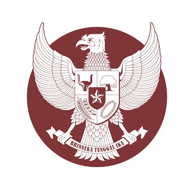 Vettore vettore logo emblema garuda pancasila disegnato a mano significa emblema nazionale indonesiano