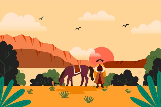 Vector hand drawn gaucho background