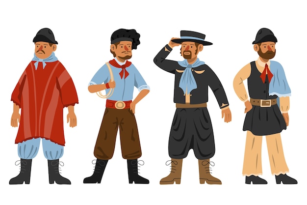 Hand drawn gaucho character collection