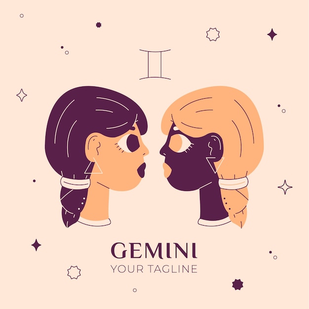 Premium Vector | Hand drawn gemini logo with tagline