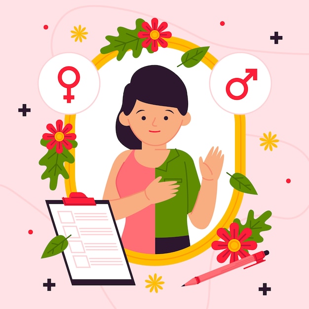 Vector hand drawn gender affirming care illustration