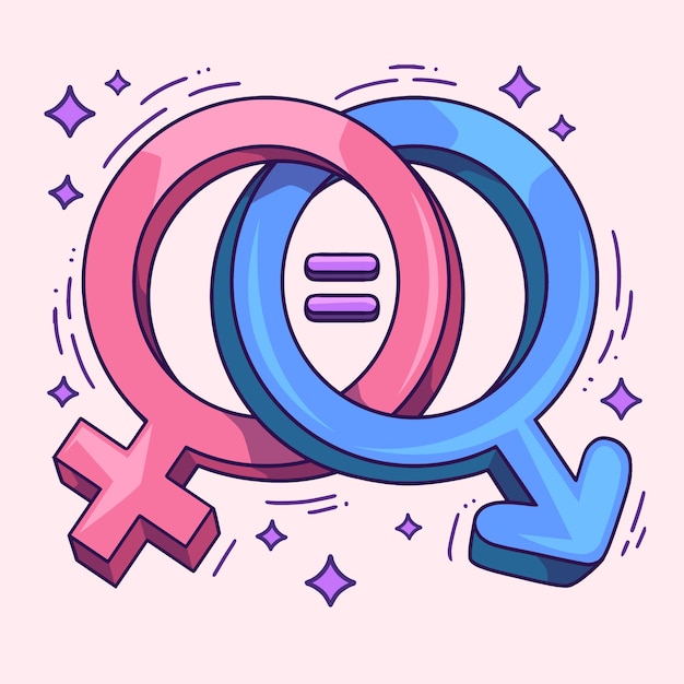 Vector hand drawn gender equality icon