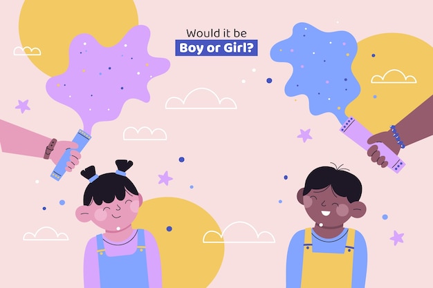 Vector hand drawn gender reveal photocall