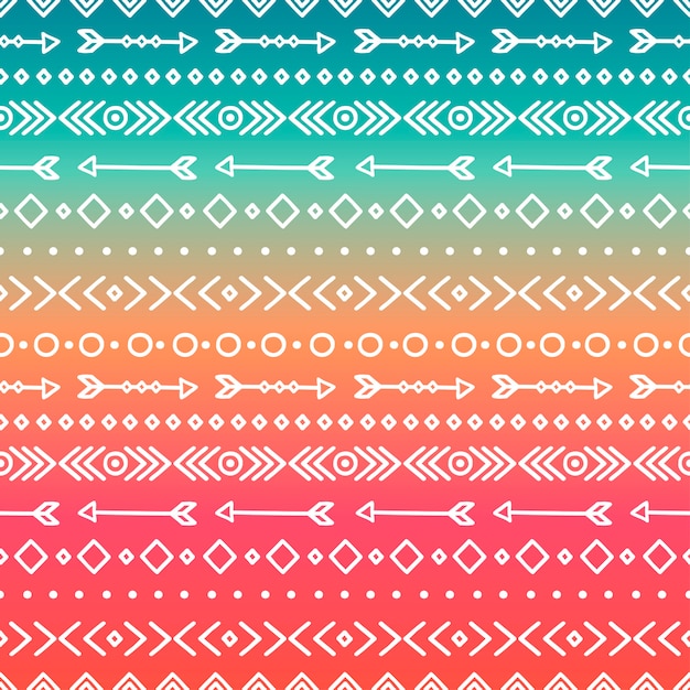 Hand drawn geometric ethnic tribal seamless pattern. Doodles style. Boho stripes