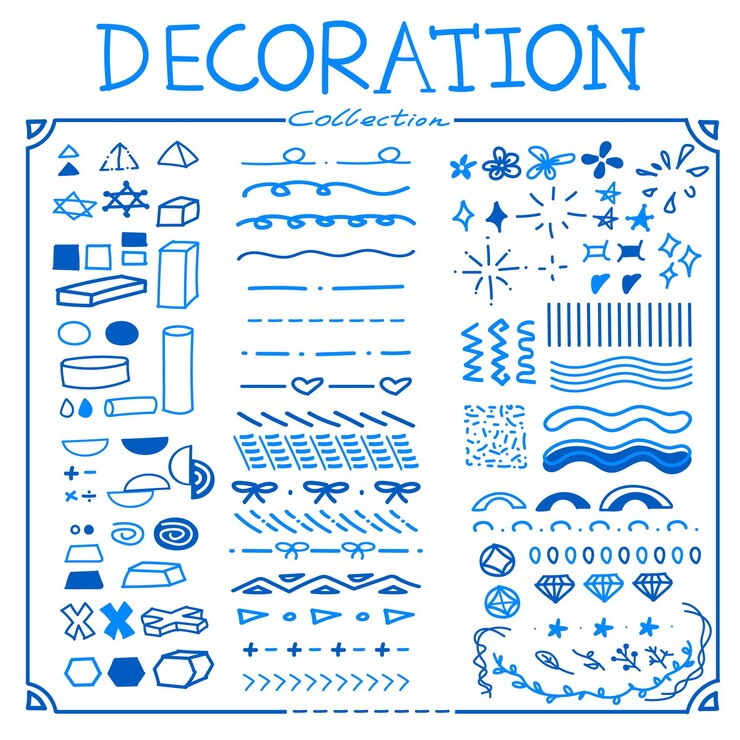 Vector hand drawn geometric shape and line art collection