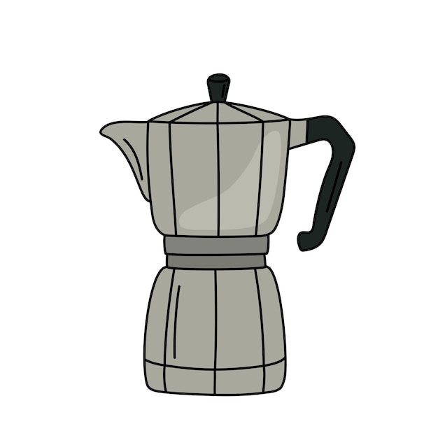 Hand drawn geyser coffee maker in cartoon style