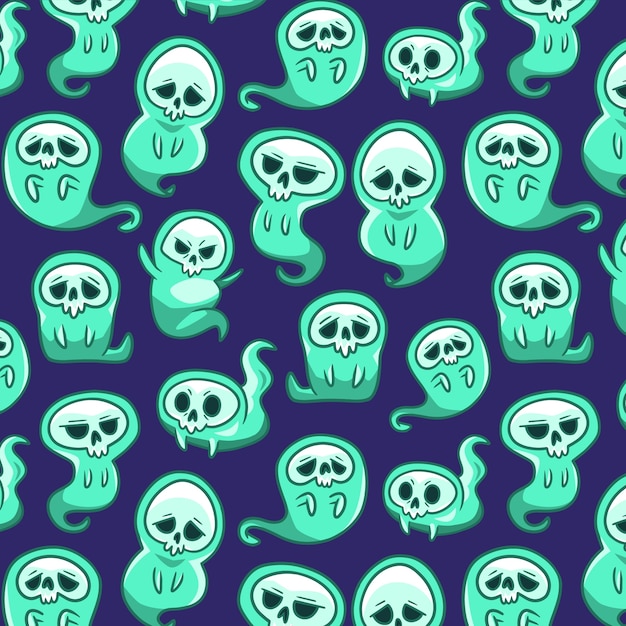 Vector hand drawn ghost pattern background