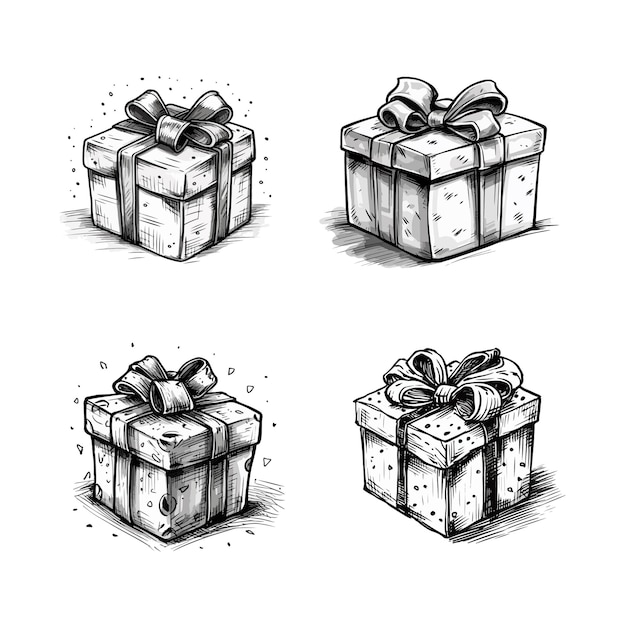 Vector hand drawn gift box illustration