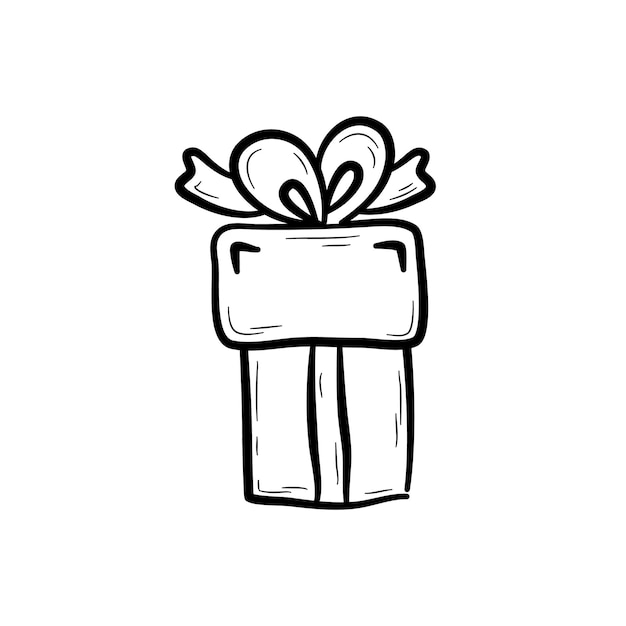 Hand drawn gift box with a bow Holiday present design element for party celebration