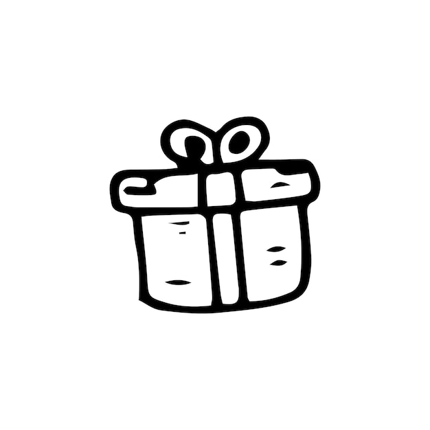 Hand Drawn gift doodle. Sketch style icon. Decoration element. Isolated on white background. Flat design. Vector illustration.