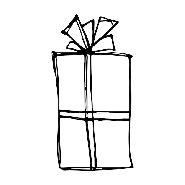 Vettore illustrazione del regalo disegnato a mano clipart del regalo di compleanno doodle di vacanza