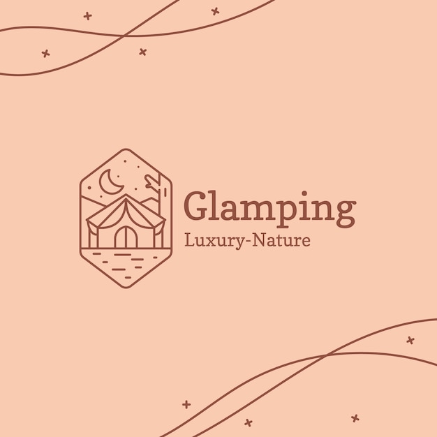 Vettore logo glamping disegnato a mano