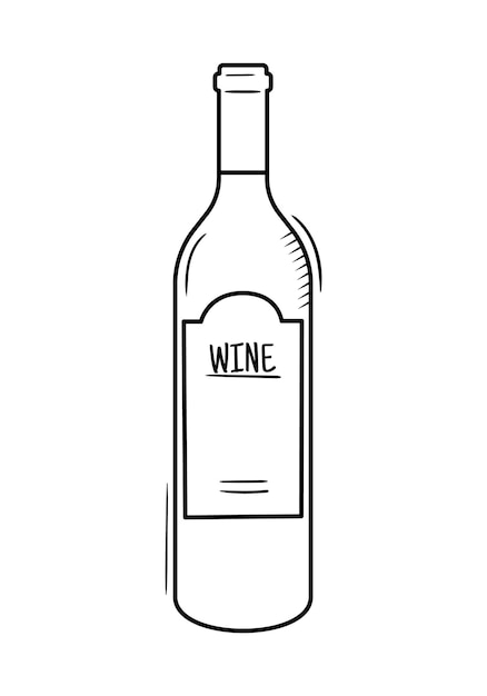 Hand drawn glass wine bottle vector illustration restaurant drink sketch icon