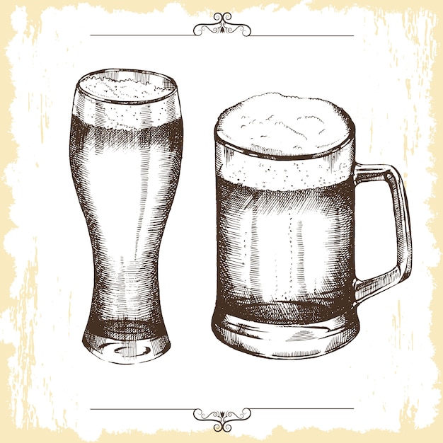 Hand drawn glasses of beer.