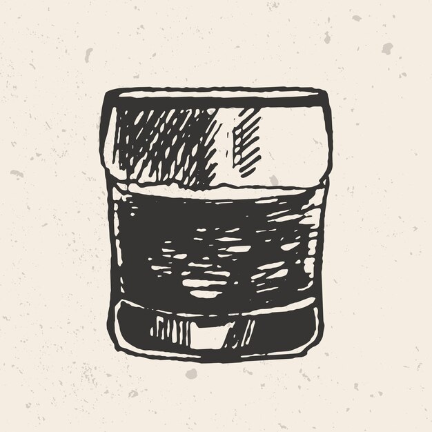 hand drawn glassfull wiskey sketch illustration
