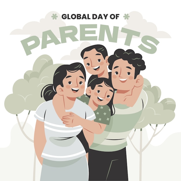 Vector hand drawn global day of parents illustration