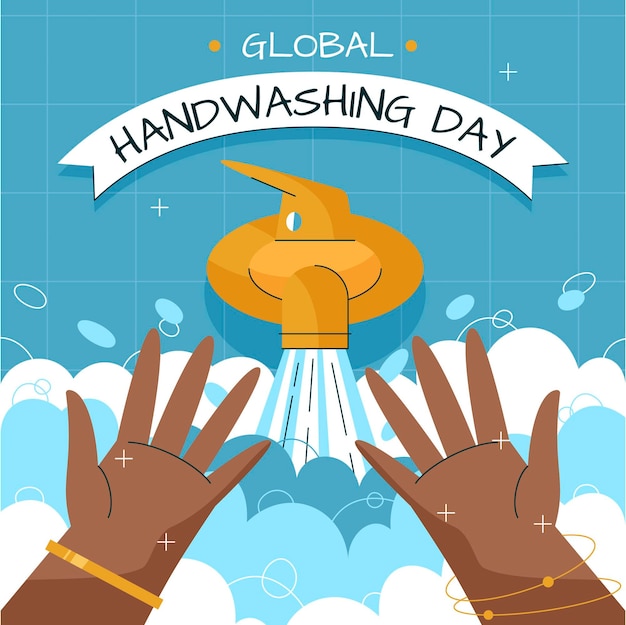 Hand drawn global handwashing day illustration