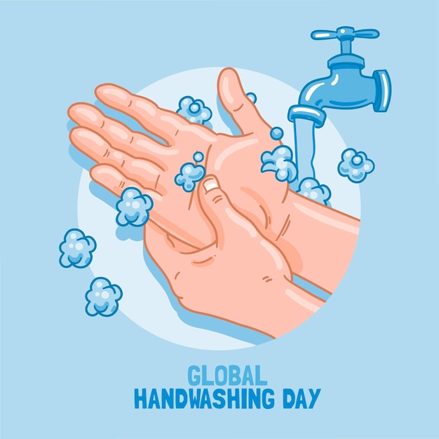 Vector hand drawn global handwashing day illustration