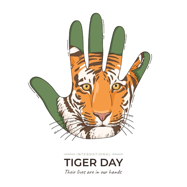 Vector hand drawn global tiger day illustration