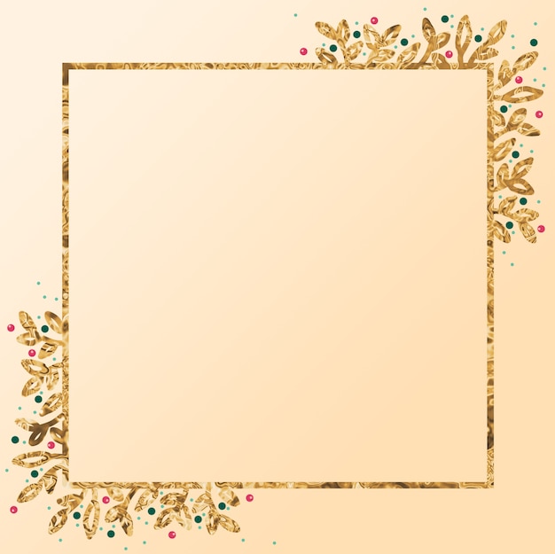 Hand Drawn Gold Christmas Frame Background