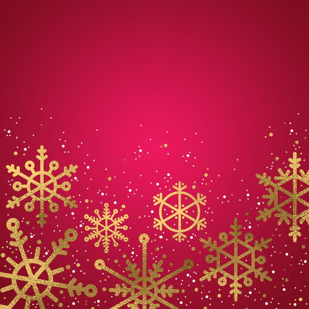 Vector hand drawn gold christmas snowflakes background