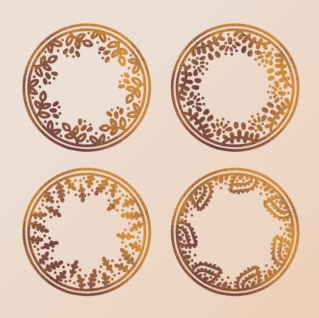 Hand drawn gold circle frames