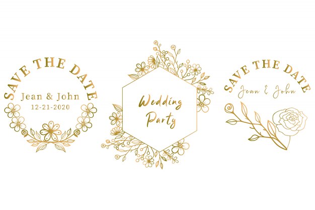 Hand drawn gold floral wedding collection