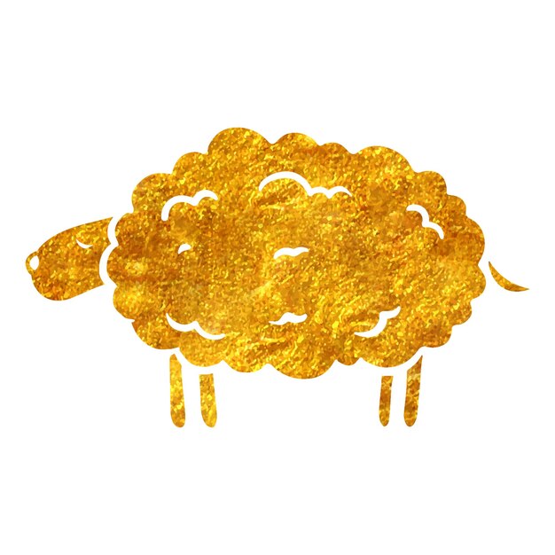 Hand drawn gold foil texture sleeping sheep vector illustration