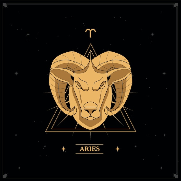 ベクトル 手描きの黄金の牡羊座のロゴ