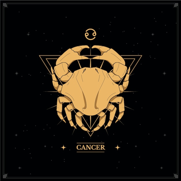 Vector hand drawn golden cancer logo