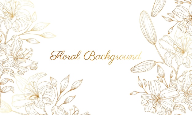 Hand drawn golden floral background