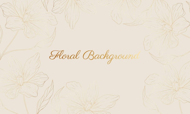 Hand drawn golden floral background