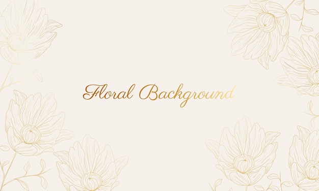 Hand drawn golden floral background