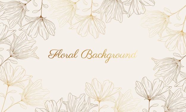 hand drawn golden floral background