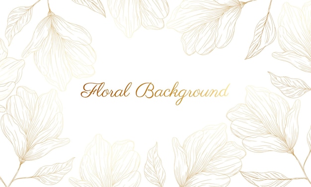 Hand drawn golden floral background