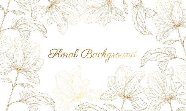 Vector hand drawn golden floral background