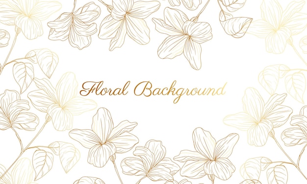 Hand drawn golden floral background