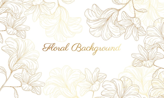 hand drawn golden floral background