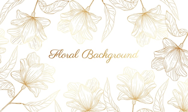 Hand drawn golden floral background